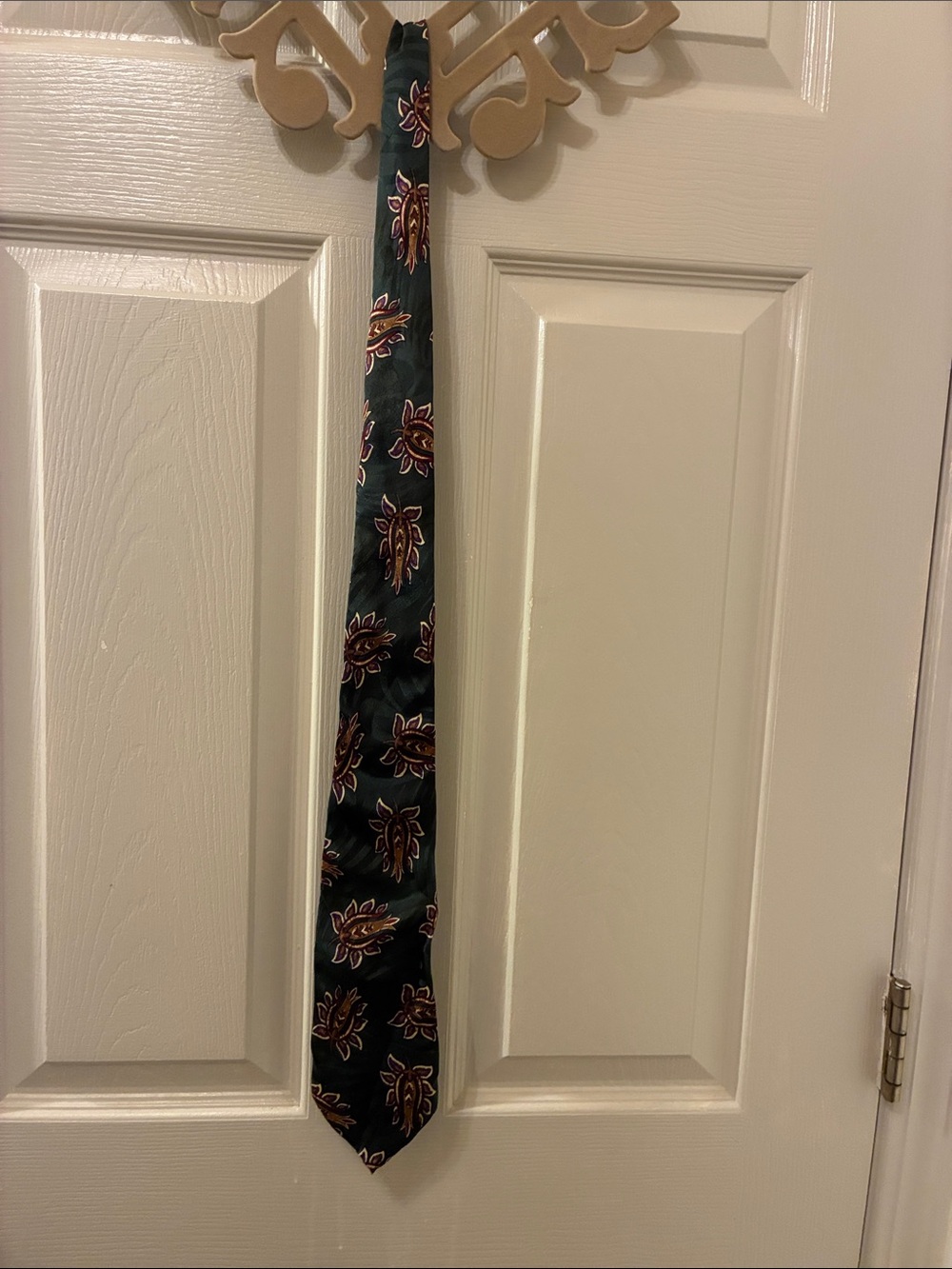 Charles Jourdan‎ Teal Tie with Purple and Gold Paisley